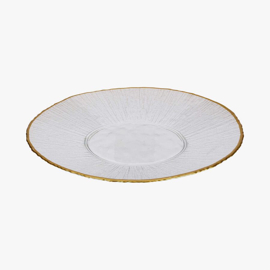 Plato llano de vidrio con filo dorado Lumiere 28cm