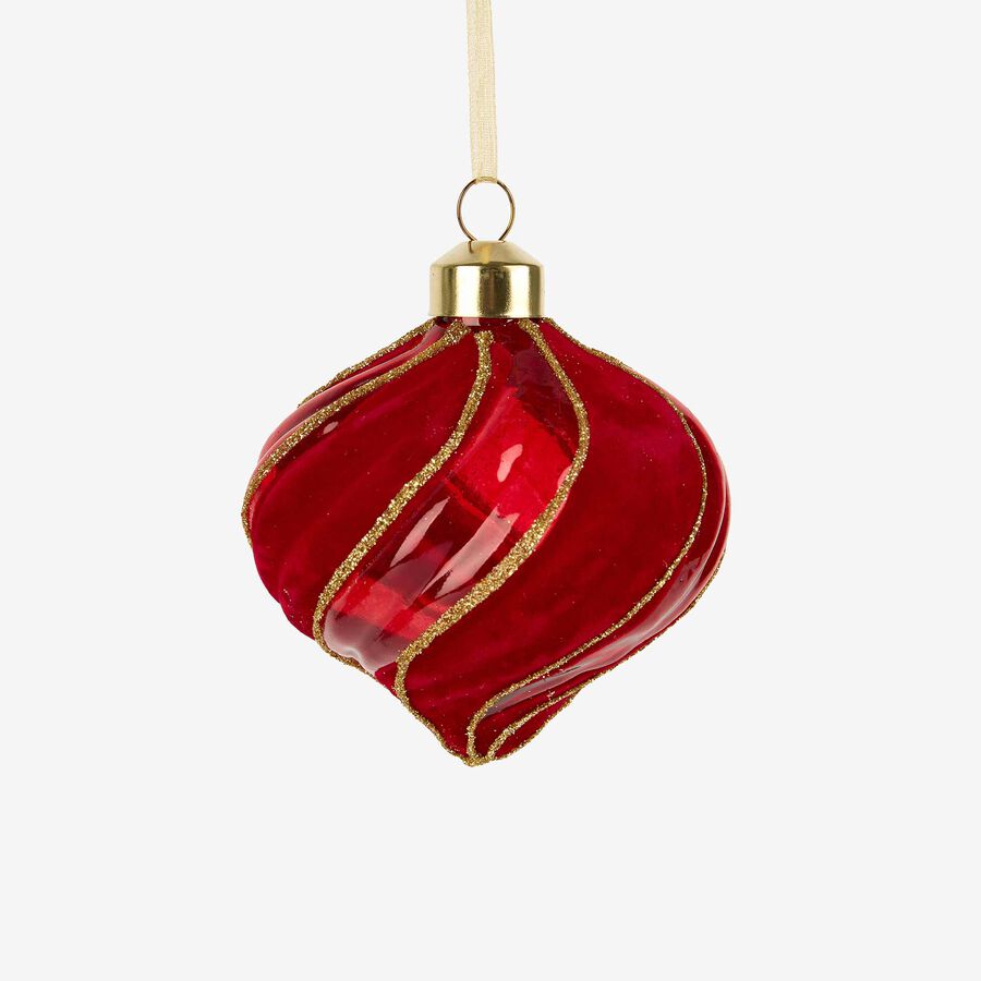 Set de 12 bolas decorativas de cristal y velvet rojo