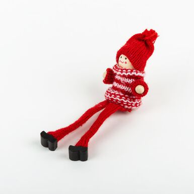 Adorno colgante Mu&ntilde;eco con gorro de tela 15cm