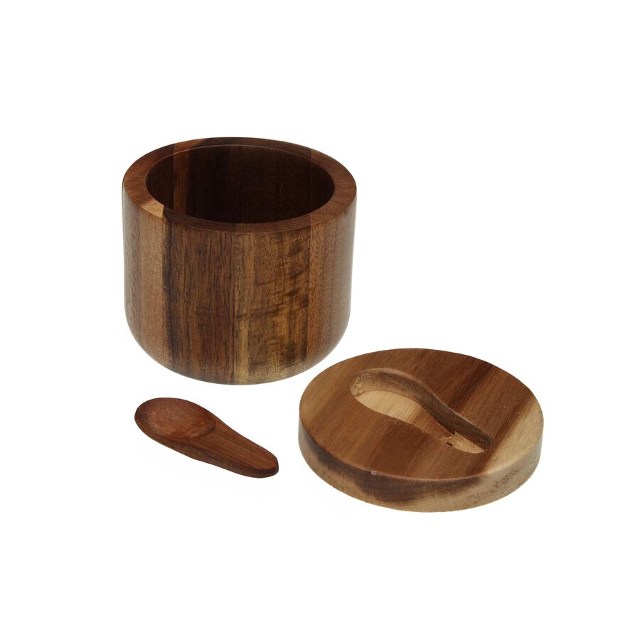 Tarro con cuchara de madera de acacia Ø10x10cm