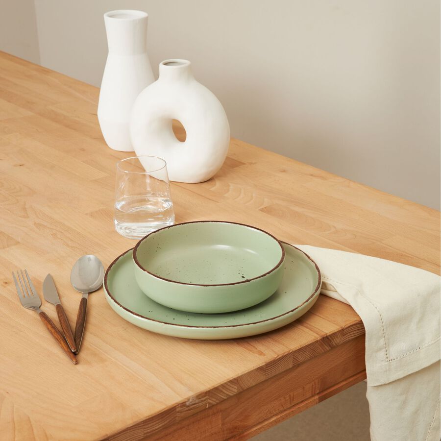 Vajilla de 12 piezas de cerámica verde Iria