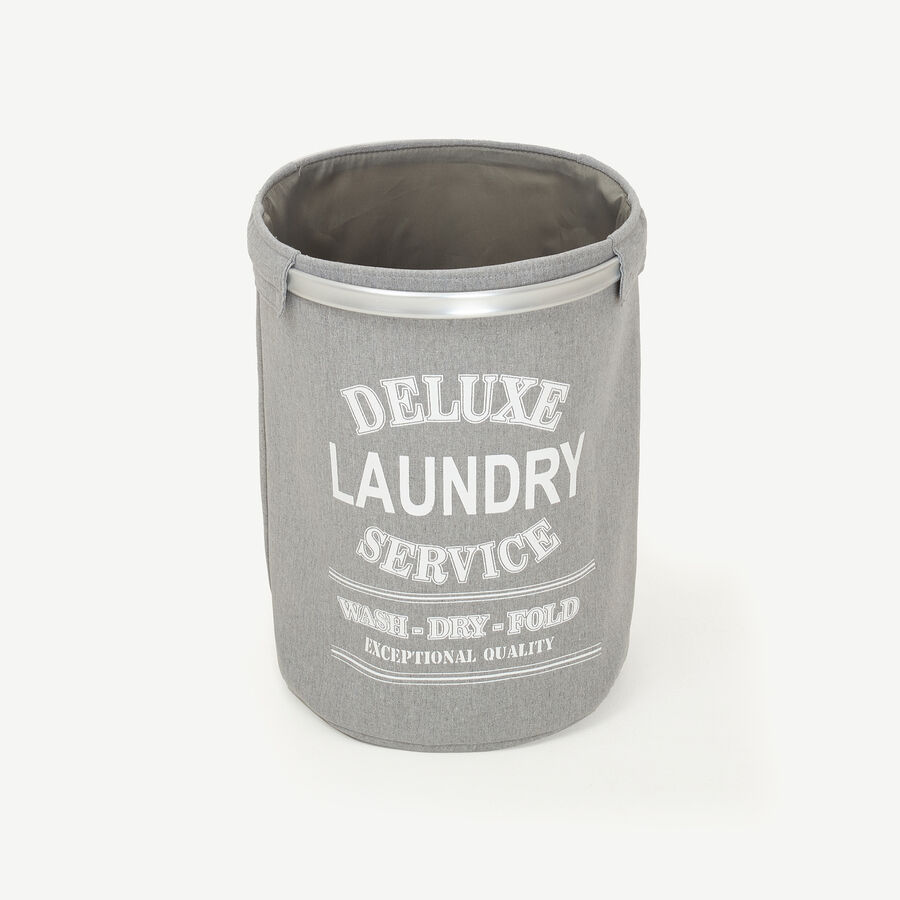 Cesta para ropa doble de aluminio y tela gris Deluxe &Oslash;37x50cm