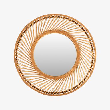 Espejo de pared redondo de bambú Espiral Ø72cm