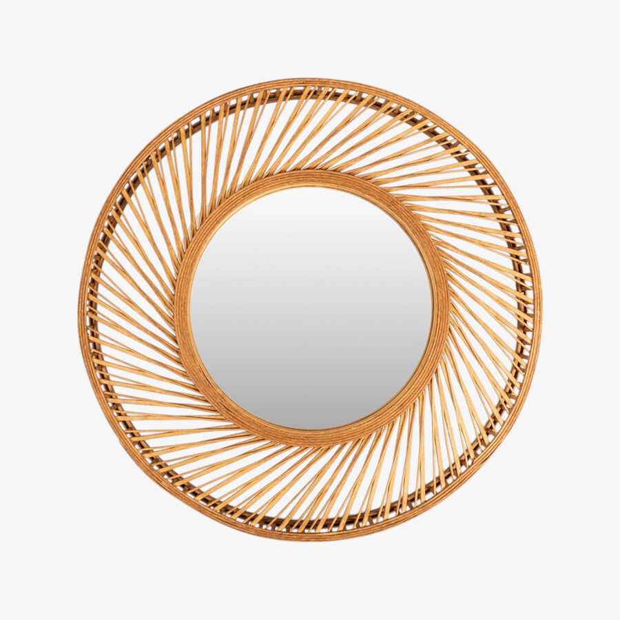 Espejo de pared redondo de bambú Espiral Ø72cm