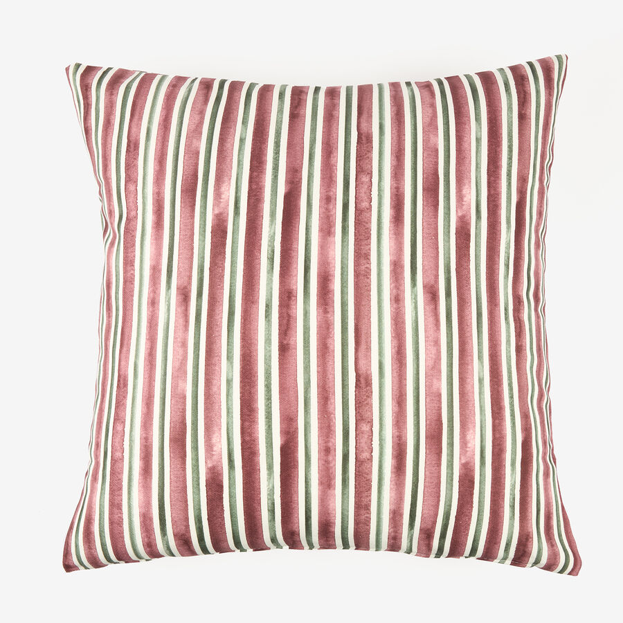Funda de coj&iacute;n rosa y verde Rayas 45x45cm