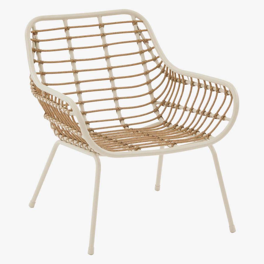 Conjunto de jard&iacute;n para 2 personas de acero crema Paolux