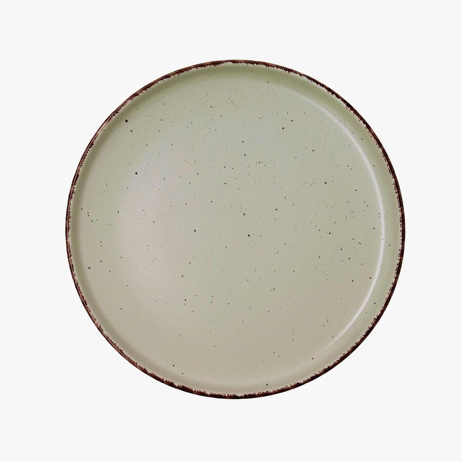 Plato llano de cer&aacute;mica verde Iria &Oslash;27cm