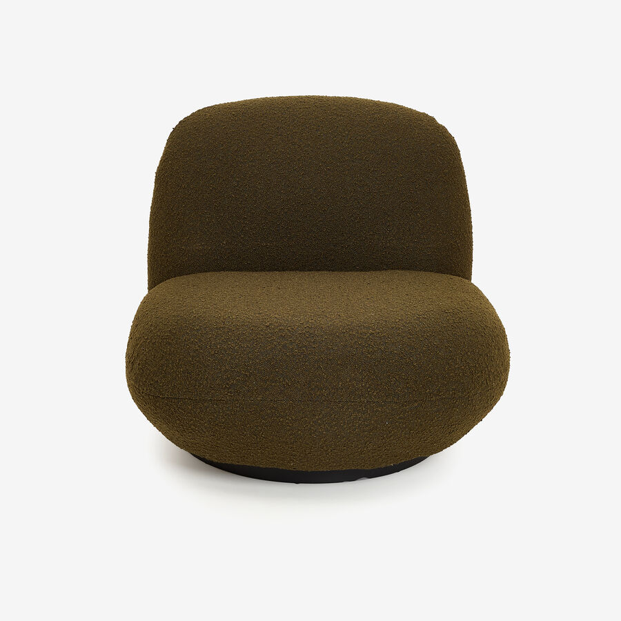 Butaca en tejido bouclé verde oliva Pacha 81x95x71cm Clau&Chloe