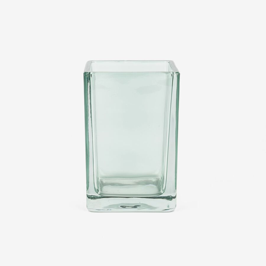 Vaso portacepillos de vidrio verde Cube 10c
