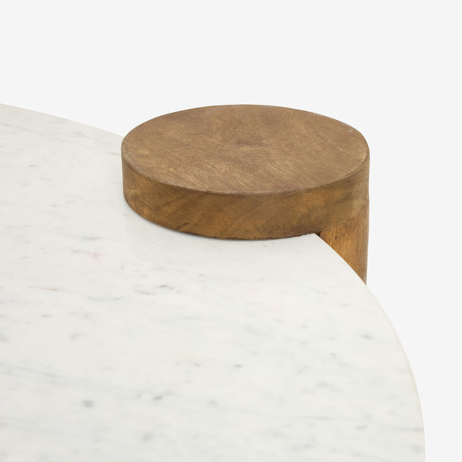 Mesa de centro de mármol y madera Houston Ø90x45 Clau&Chloe