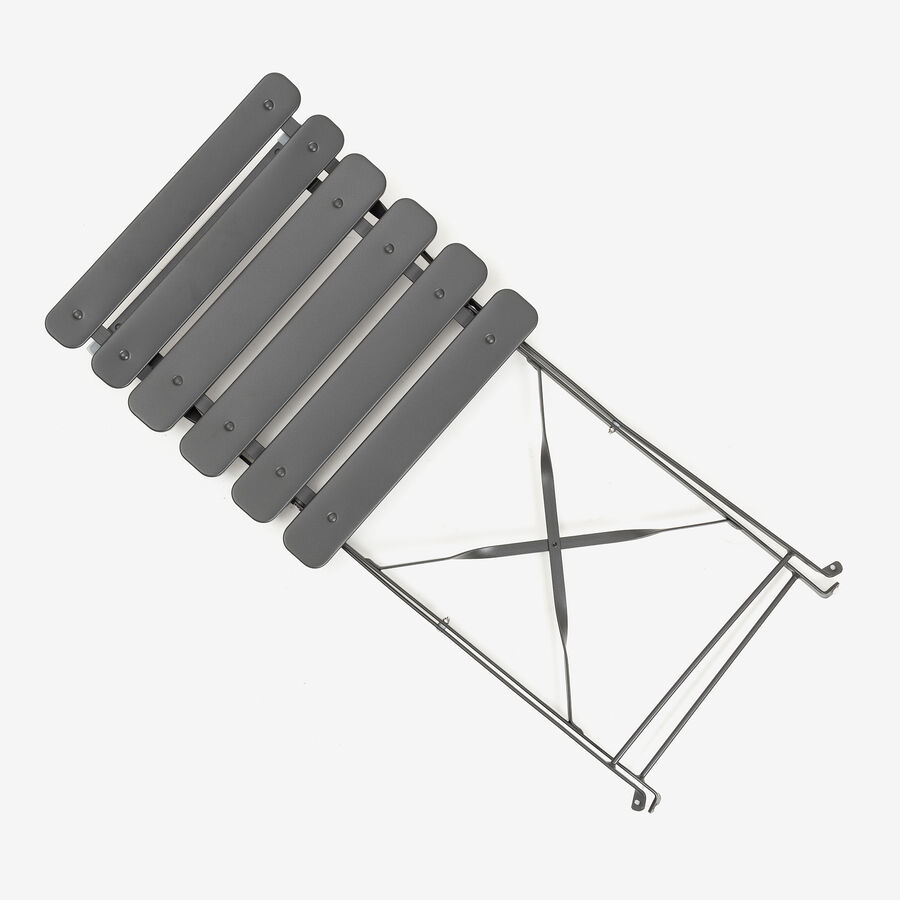 Set de jard&iacute;n plegable de mesa y 2 sillas de acero gris oscuro Bistro