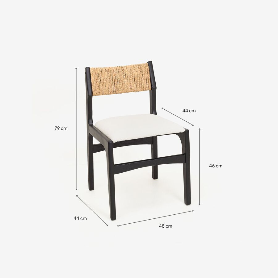 Silla de comedor de madera de olmo negra Jana 48x44x79cm Clau&Chloe