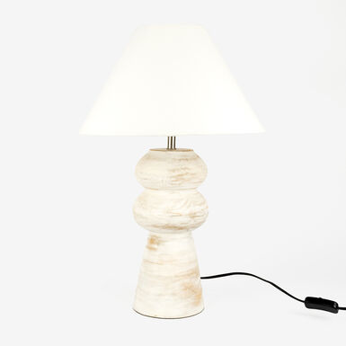 Lámpara de mesa de madera blanca Dira Ø36x54cm