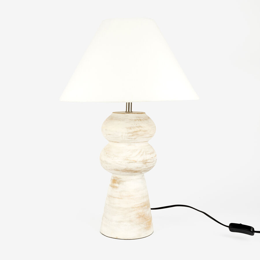 Lámpara de mesa de madera blanca Dira Ø36x54cm