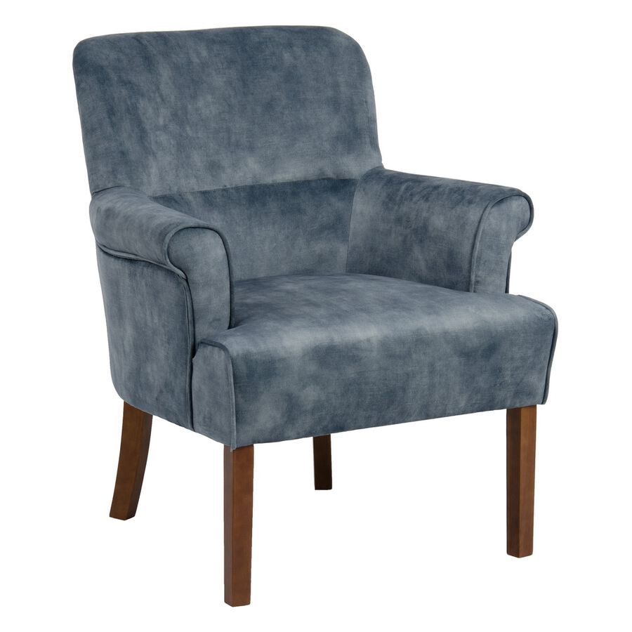 Butaca efecto velvet azul Seran 77x64x88cm