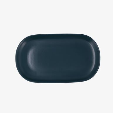 Fuente oval azul de cer&aacute;mica Azura 31x18cm