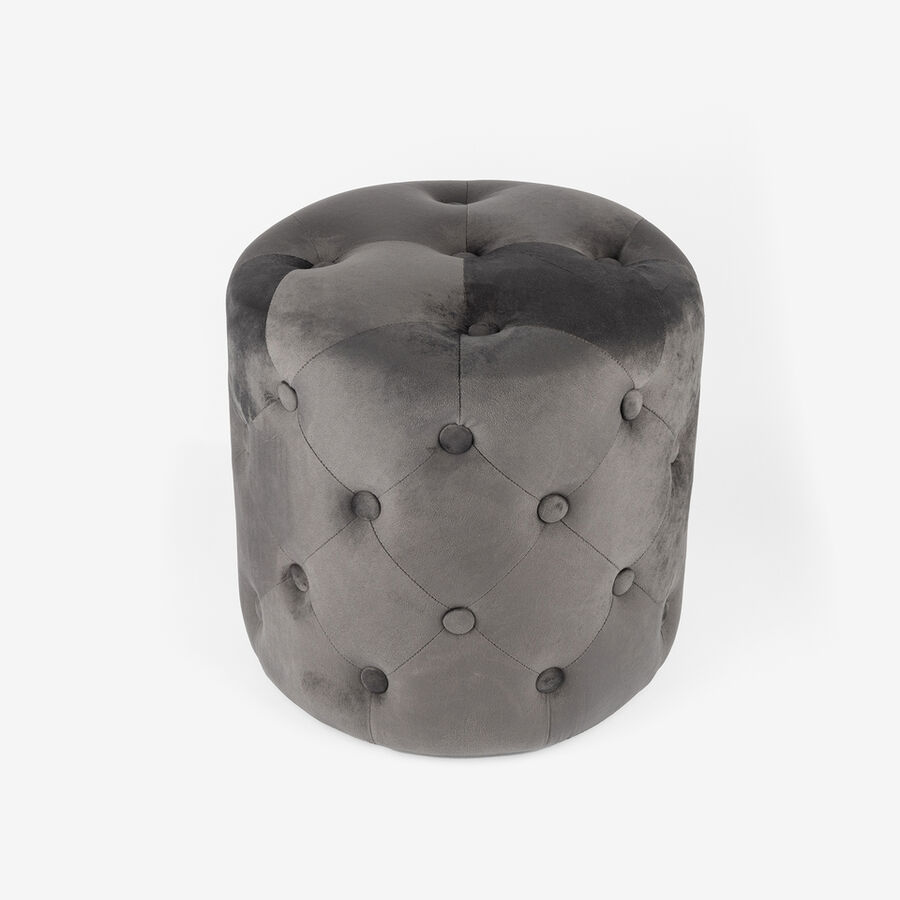 Puf velvet gris Jorja Ø38cm