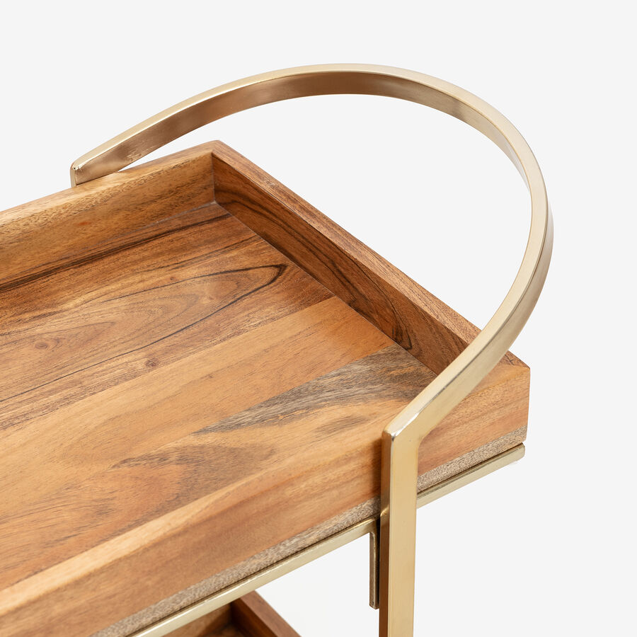 Camarera de madera de acacia y metal dorado Jal 68x33x71cm