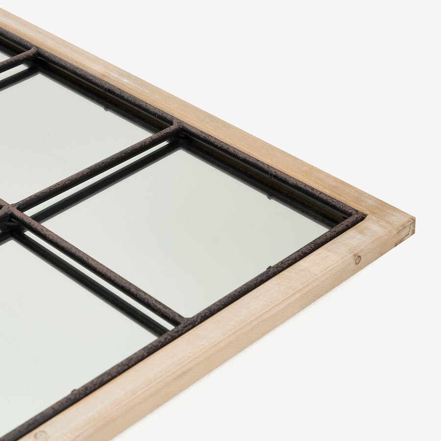 Espejo de pared ventana de metal y madera MDF acabado envejecido No&eacute; 90x90x2cm