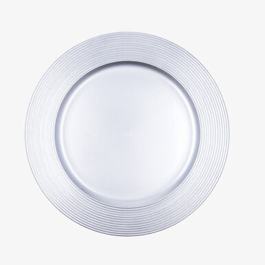 Plato llano plateado con relieve Domus &Oslash;33cm