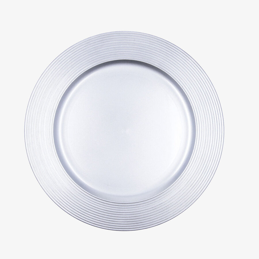 Plato llano plateado con relieve Domus &Oslash;33cm