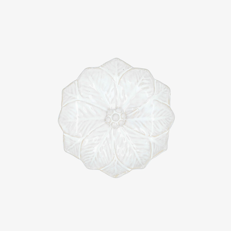 Plato navide&ntilde;o de flor blanco de cer&aacute;mica &Oslash;15cm
