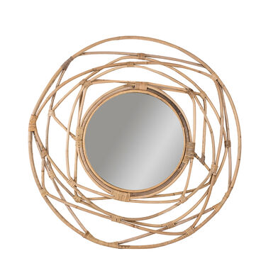Espejo de pared redondo de ratán Ø90cm