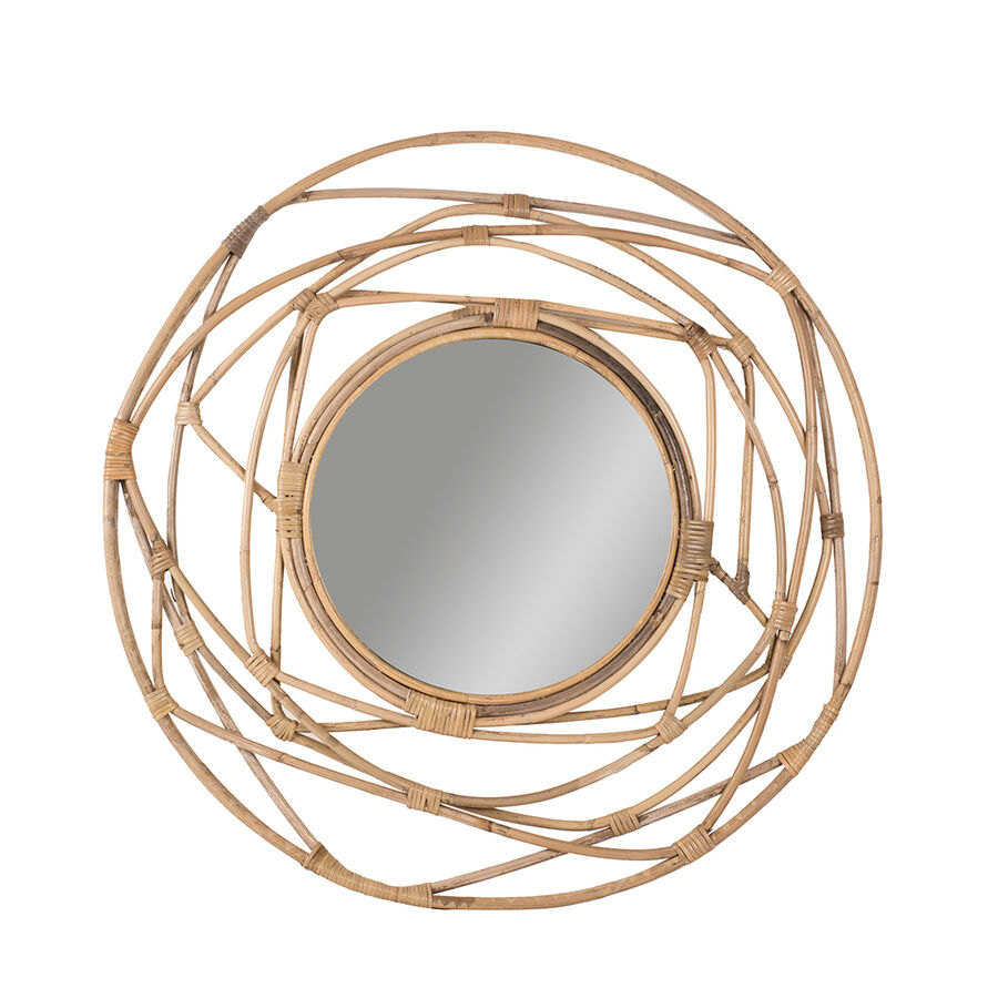 Espejo de pared redondo de ratán Ø90cm