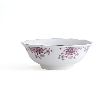 Ensaladera con flores burdeos de porcelana Charlotte &Oslash;22,5x8,5cm