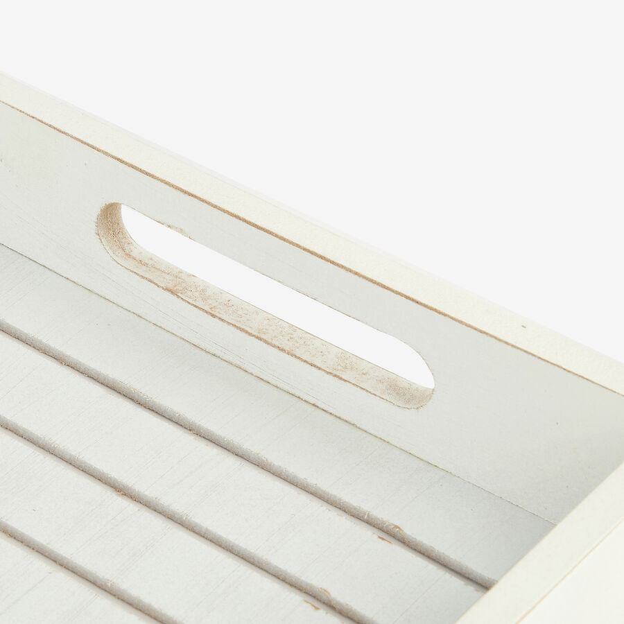 Bandeja de madera blanca Sani 34x23x4,5cm