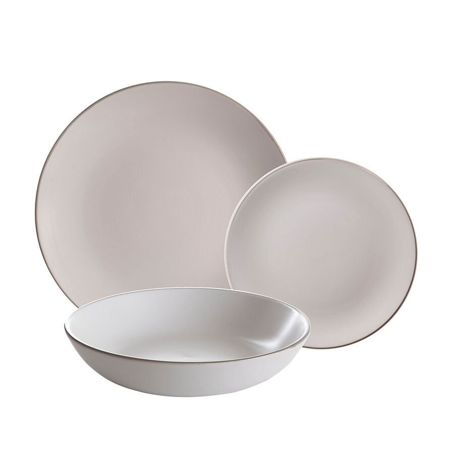 Vajilla de 19 piezas de gres blanca Rustik