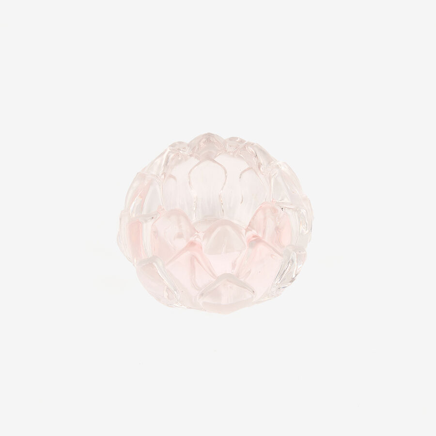 Portavelas de cristal rosa Flor Ø8x5,5cm