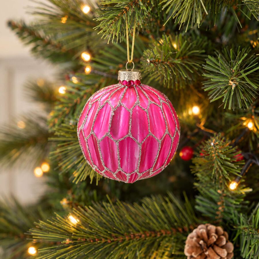 Bola de Navidad rosa de cristal &Oslash;8cm