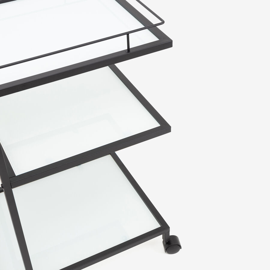 Camarera de metal y cristal negro 38x70x86cm