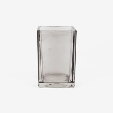 Vaso portacepillos de vidrio gris Cube 10cm