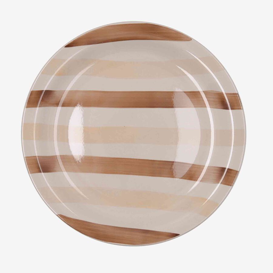 Plato llano de cer&aacute;mica marr&oacute;n y beige Crema Aegea &Oslash;27cm