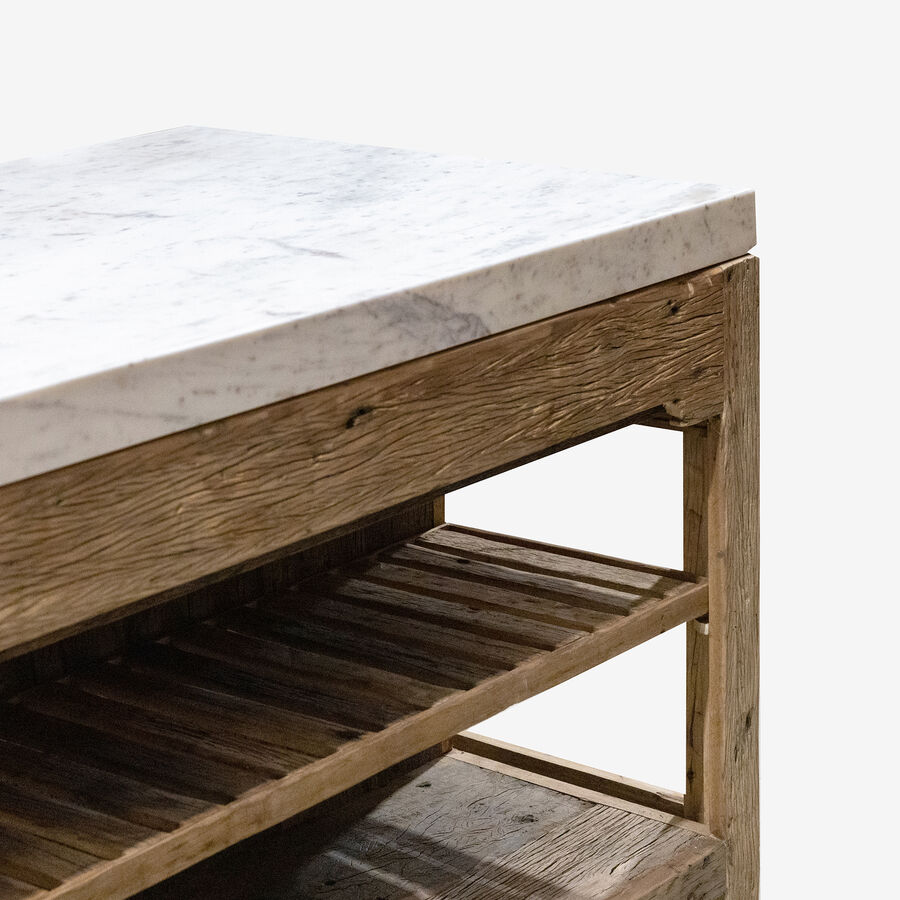 Mueble de cocina extensible de madera de olmo reciclada Pisco 156x93x94cm