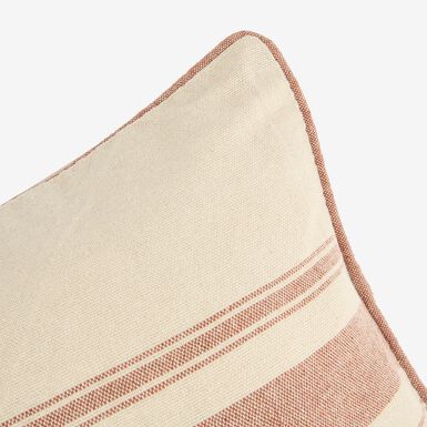 Funda de cojín beige con rayas teja Niza 30x45cm