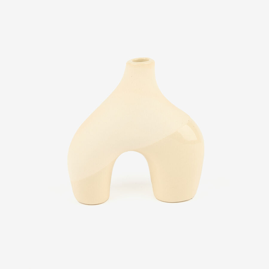 Candelabro de cerámica beige Capiro 15x15x6cm