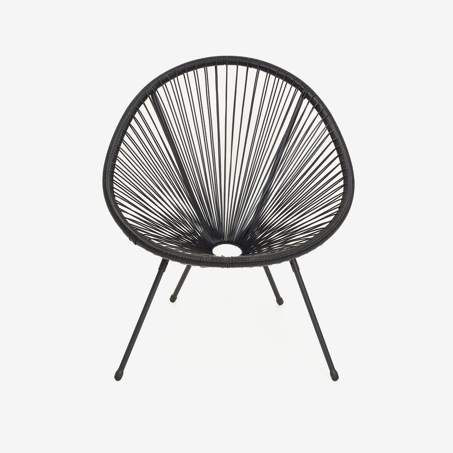 Silla de jardín de ratán sintético y acero negro Acapulco 72x90x83cm