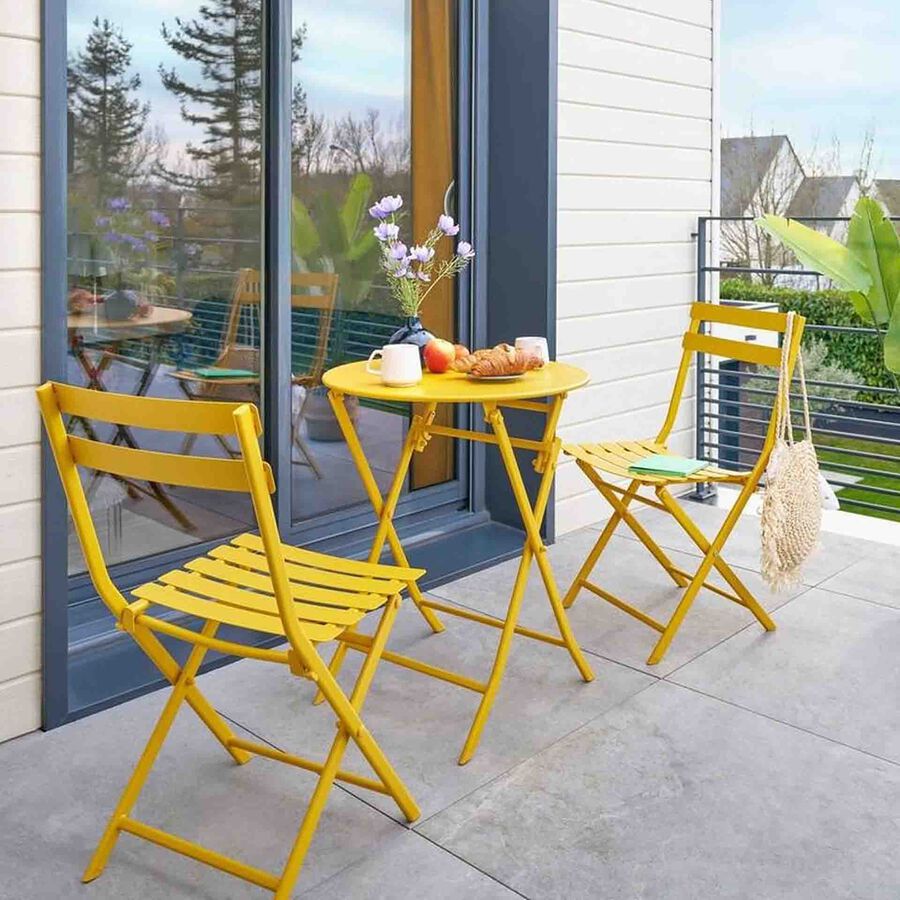 Silla de jard&iacute;n plegable de acero mostaza Dixie 42x51x81cm