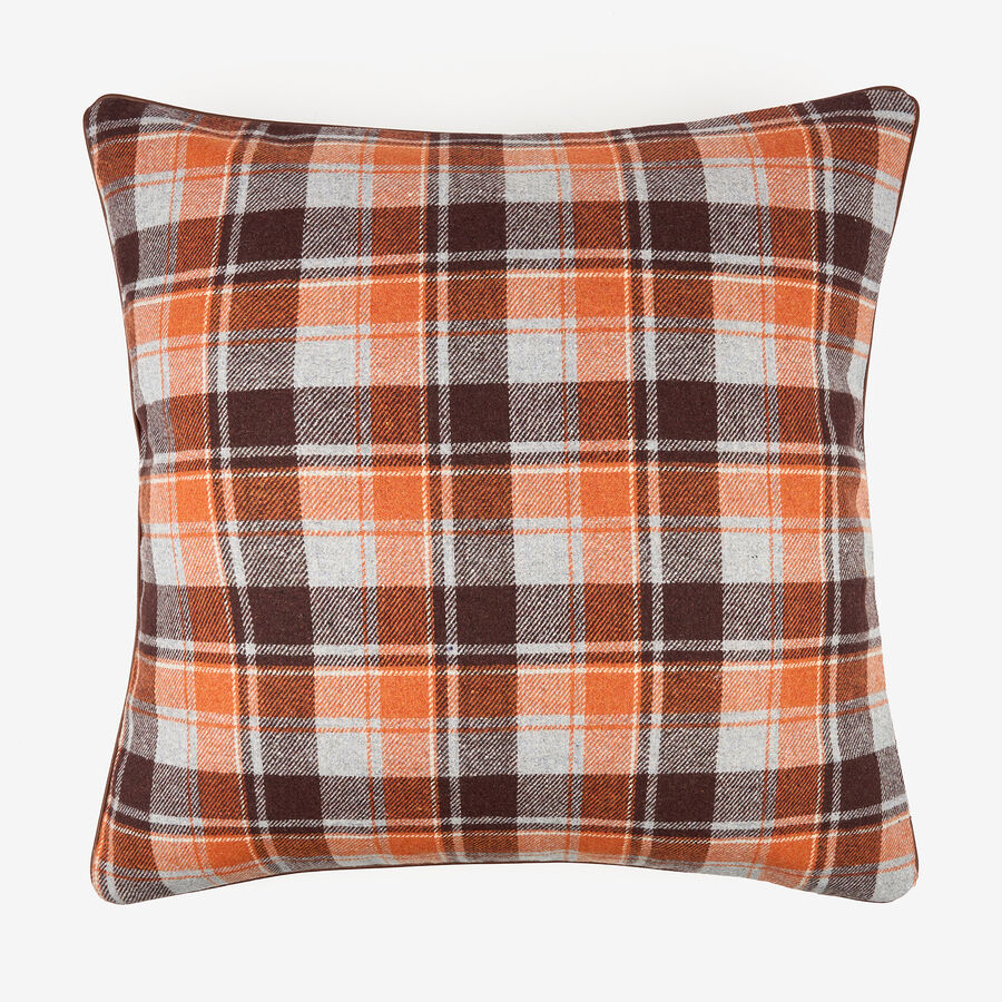 Funda de cojín de algodón cuadros marrón 45x45cm