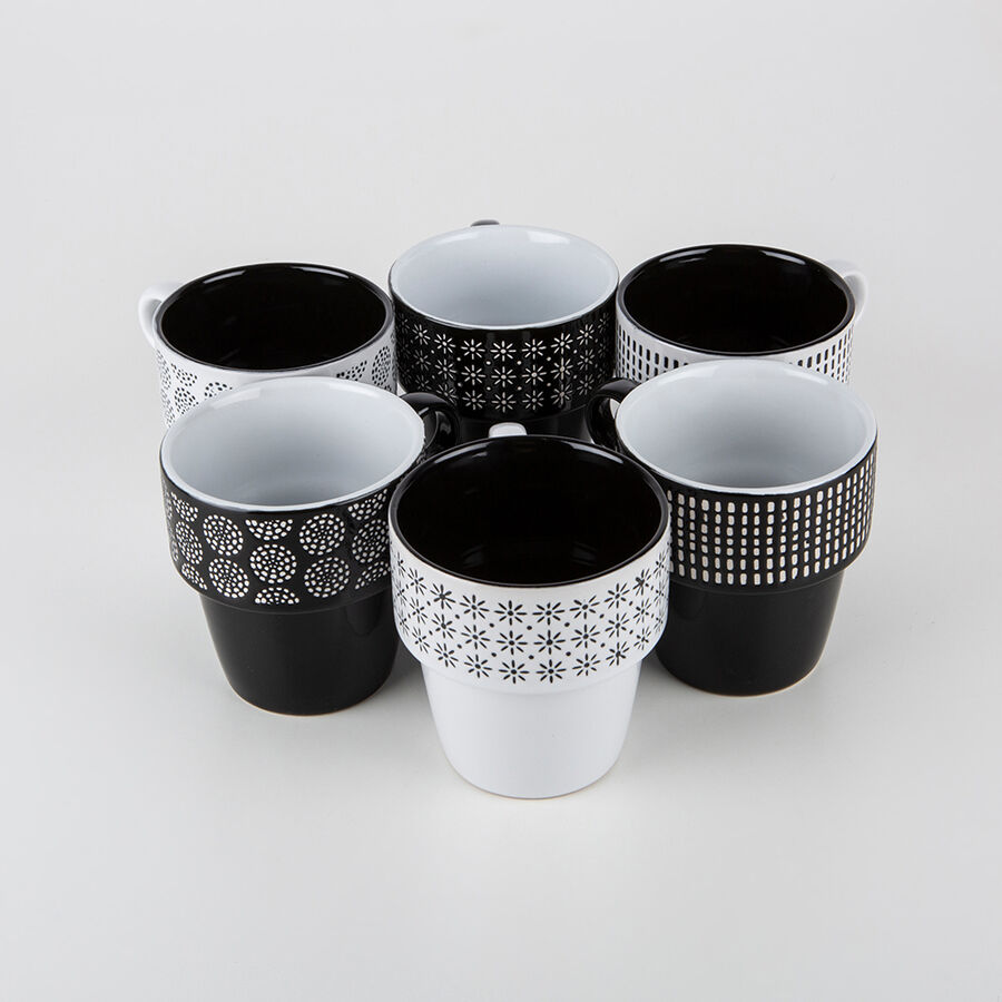 Set de 6 tazas apilables con soporte