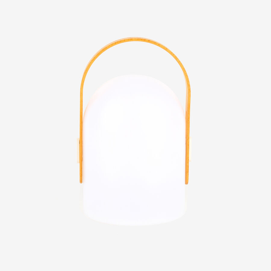 Lámpara de mesa para exterior LED con asa y USB Ø13x25cm