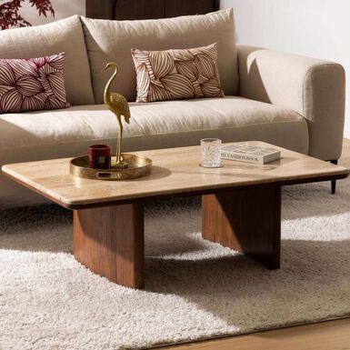 Mesa auxiliar de madera efecto travertino Wira 120x70cm 