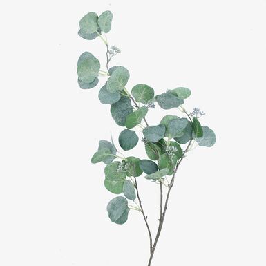 Rama decorativa de eucalipto verde con purpurina 116cm