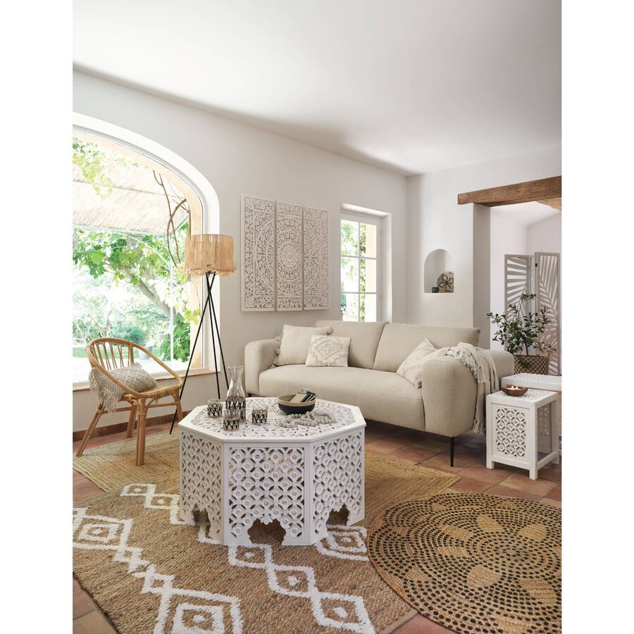 Sofá 3 plazas lino beige Dariel 220x97x86cm Clau&Chloe