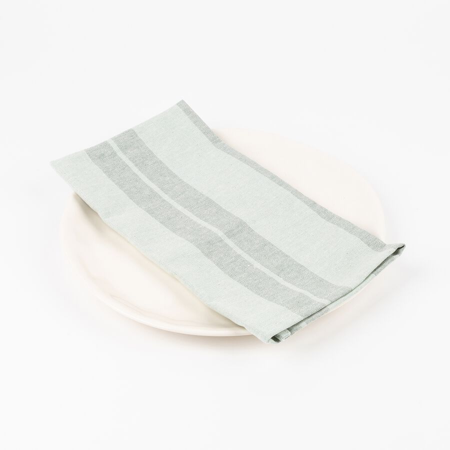 Servilleta de algod&oacute;n reciclado rayas verde 45x45cm