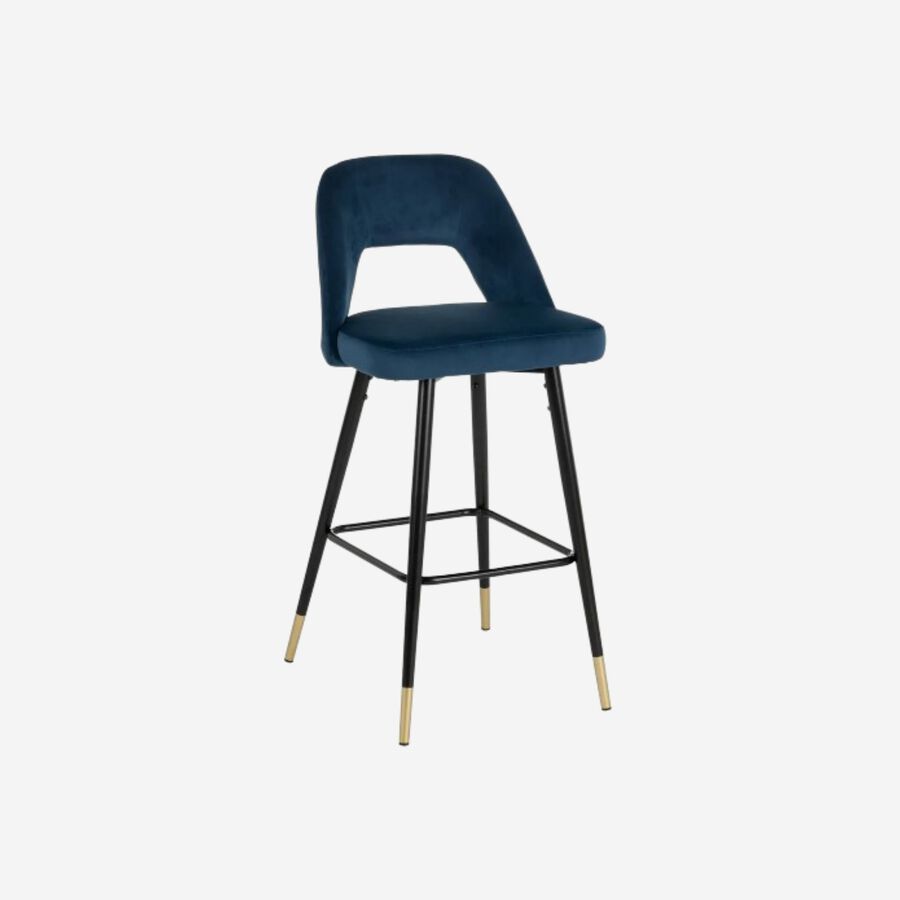 Set de 2 taburetes altos velvet azul Mayah 43x47x105cm