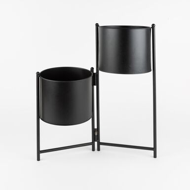 Macetero con soporte metal negro 41x20x47cm